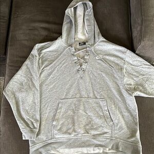 Nike Women’s Gray Lace Up Hoodie Sweater